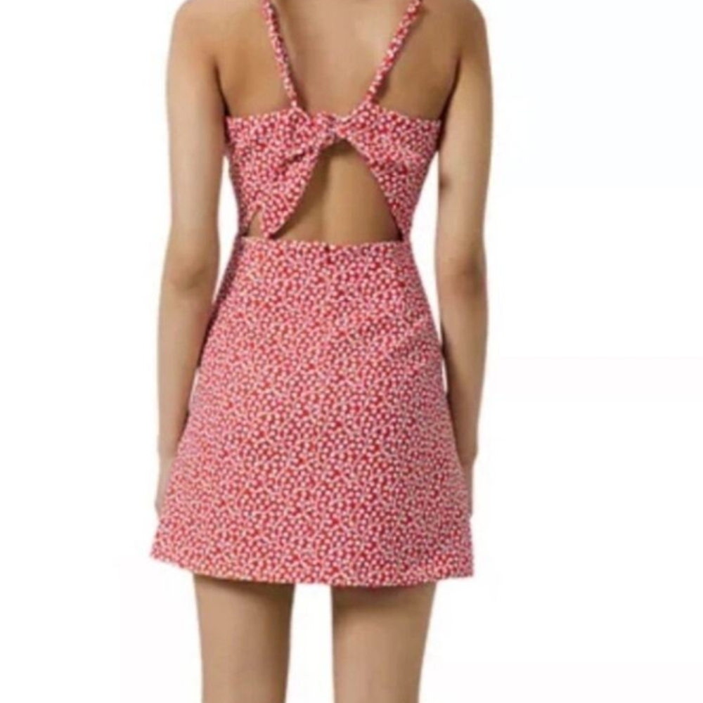 French Connection Red and White Cut Out Tie Front Sundress